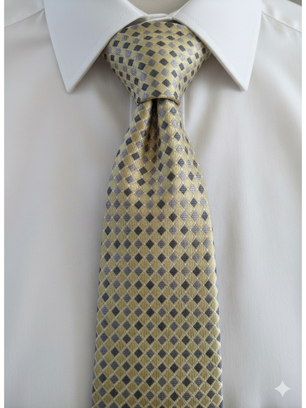 Donald Trump Signature Collection yellow grey checkerboard silk tie - 58.5"